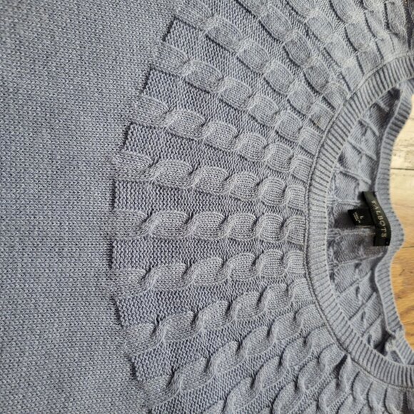 Talbots Womens Light Blue Cable Knit Sweater Size L Cotton Blend - Picture 5 of 6